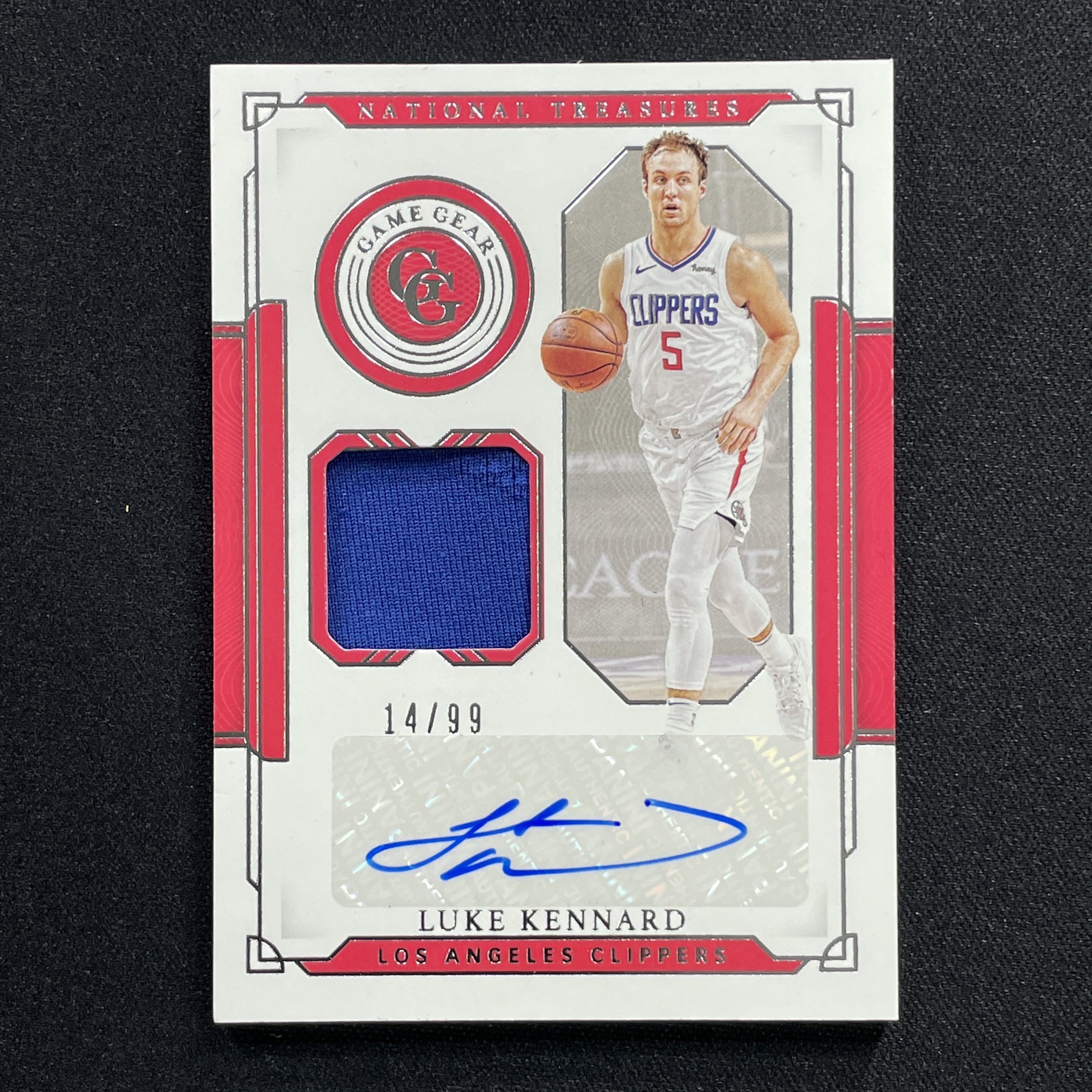 young熊猫 2020-21 Panini National Treasures Luke Kennard 国宝 快船 卢克 肯纳德 14/99编 签字 球衣物料 微瑕如图-纪-18