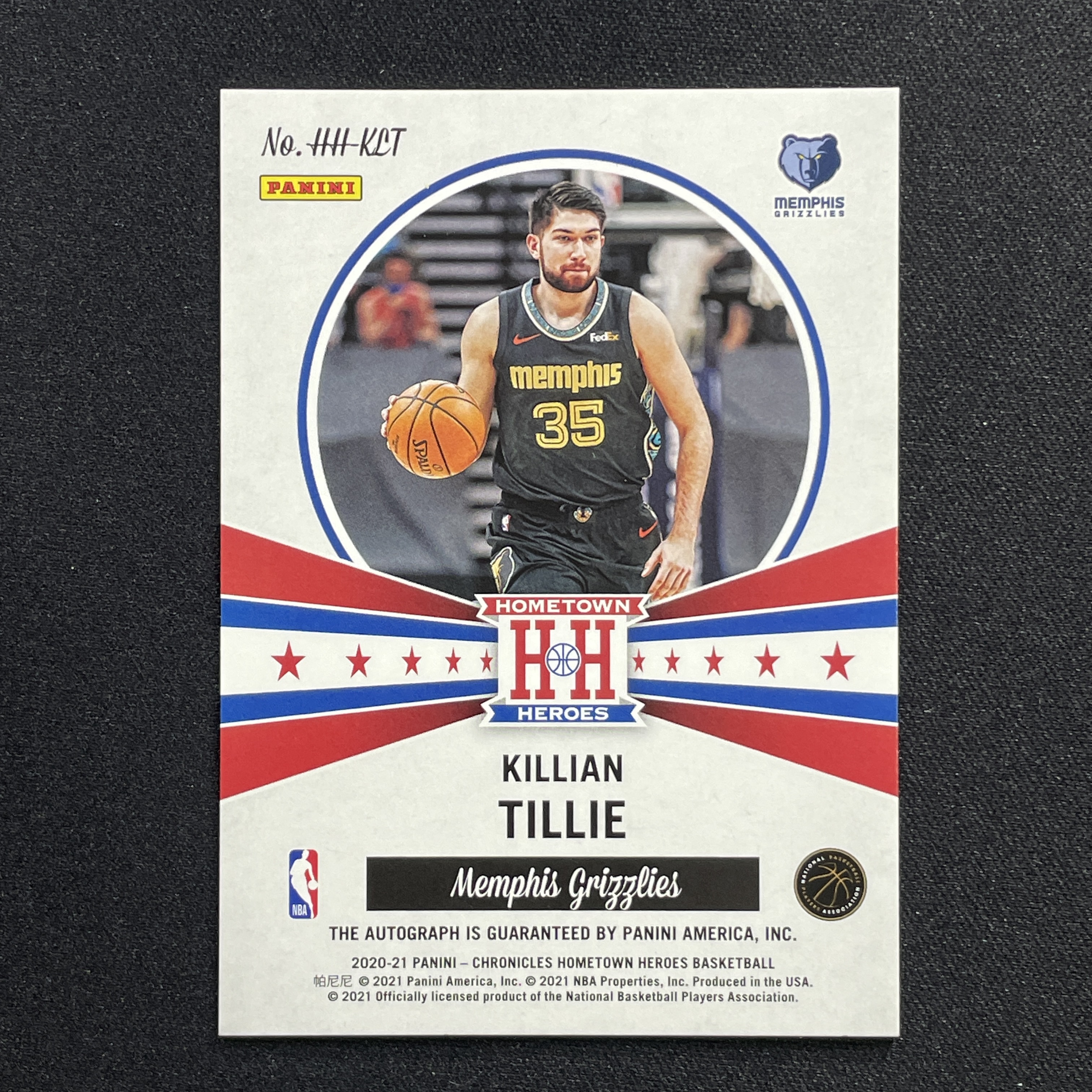 young熊猫 2020-21 Panini Chronicles 编年史 Hometown Heroes 家乡英雄 Killian Tillie 基利安 蒂利 灰熊 签字 新秀 RC 红折-纪-18