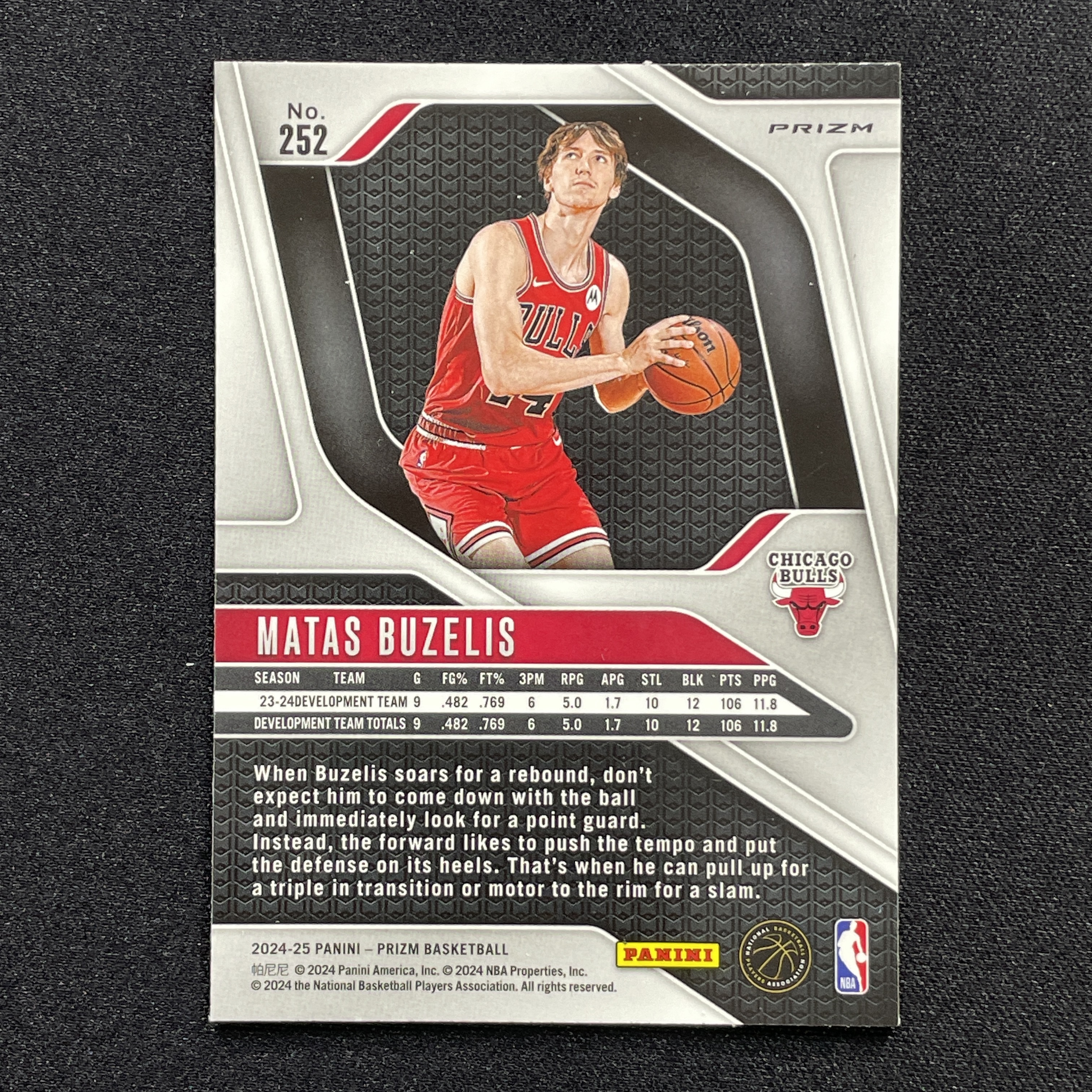 young熊猫 2024-25 Panini Prizm pz Matas Buzelis 马塔斯 布泽利斯 公牛 新秀RC 三色折 红白蓝折 折射 收藏必备-纪-20