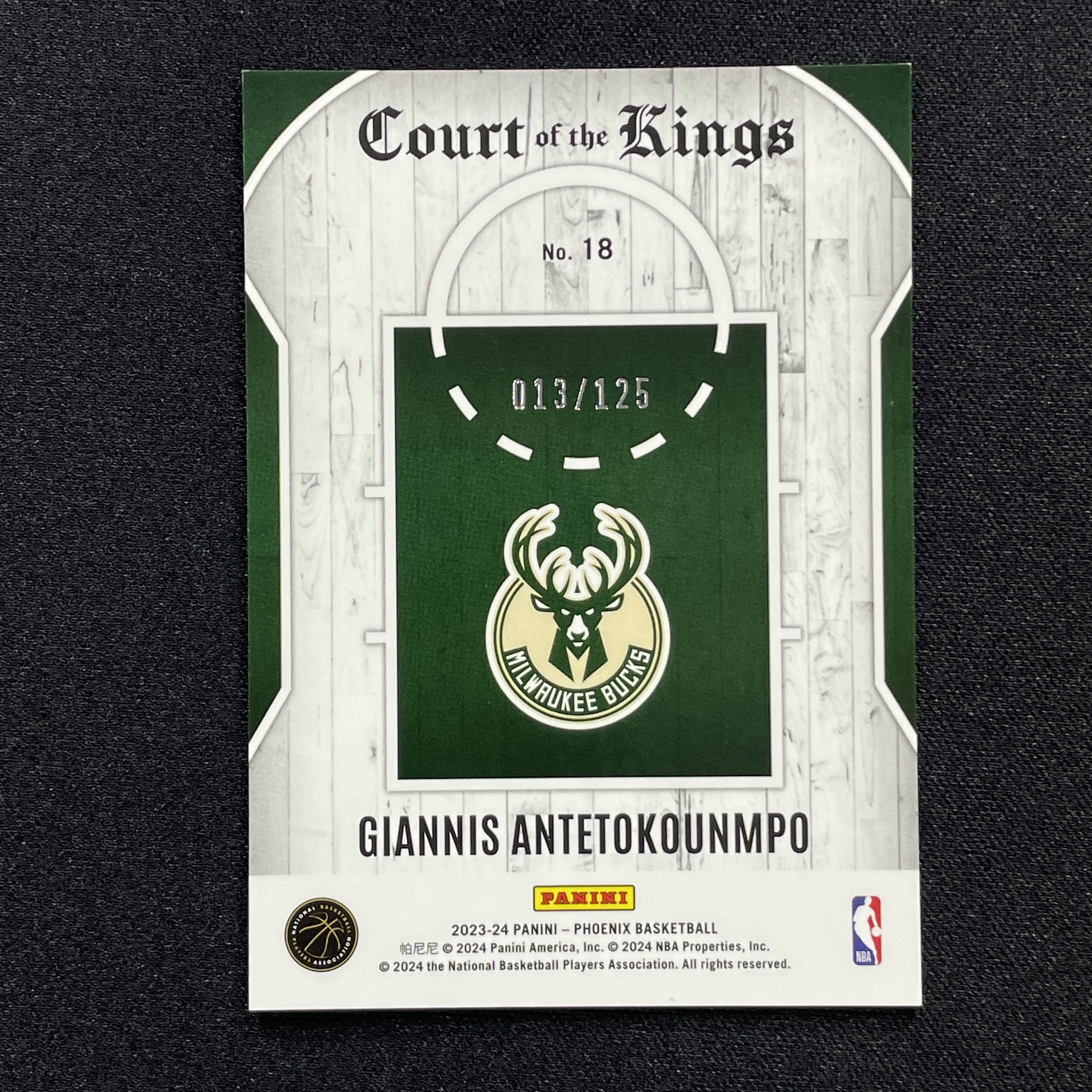 young熊猫 2023-24 Panini Phoenix 凤凰 Giannis Antetokounmpo 扬尼斯 阿德托昆博 字母哥 雄鹿 Court of the Kings特卡 /125编 红折 折射 瑕疵如图-纪-20