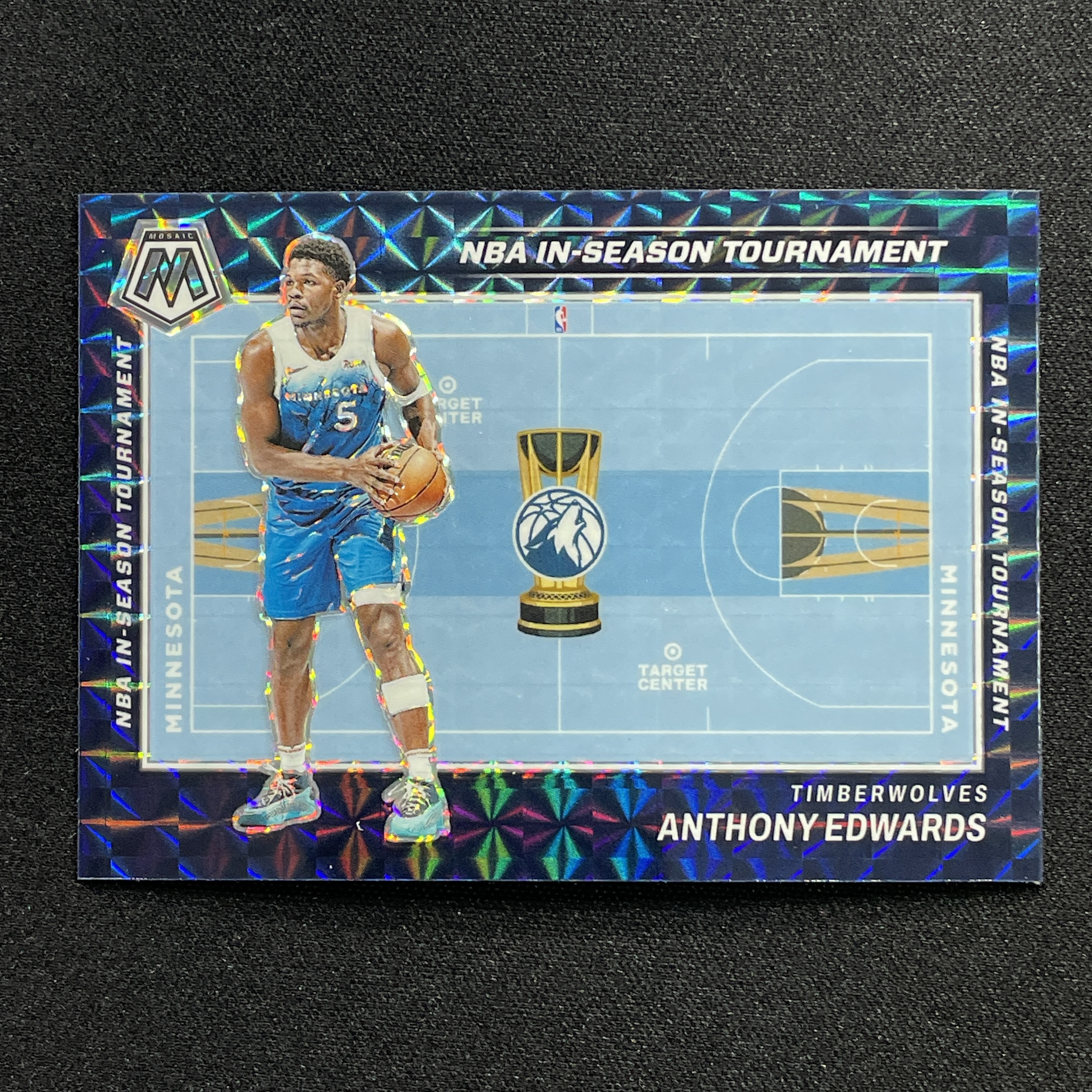 young熊猫 2023-24 Panini Mosaic 马赛克 Anthony Edwards 安东尼 爱德华兹 华子 森林狼 季中赛 特卡 银折 比例 折射-纪-21