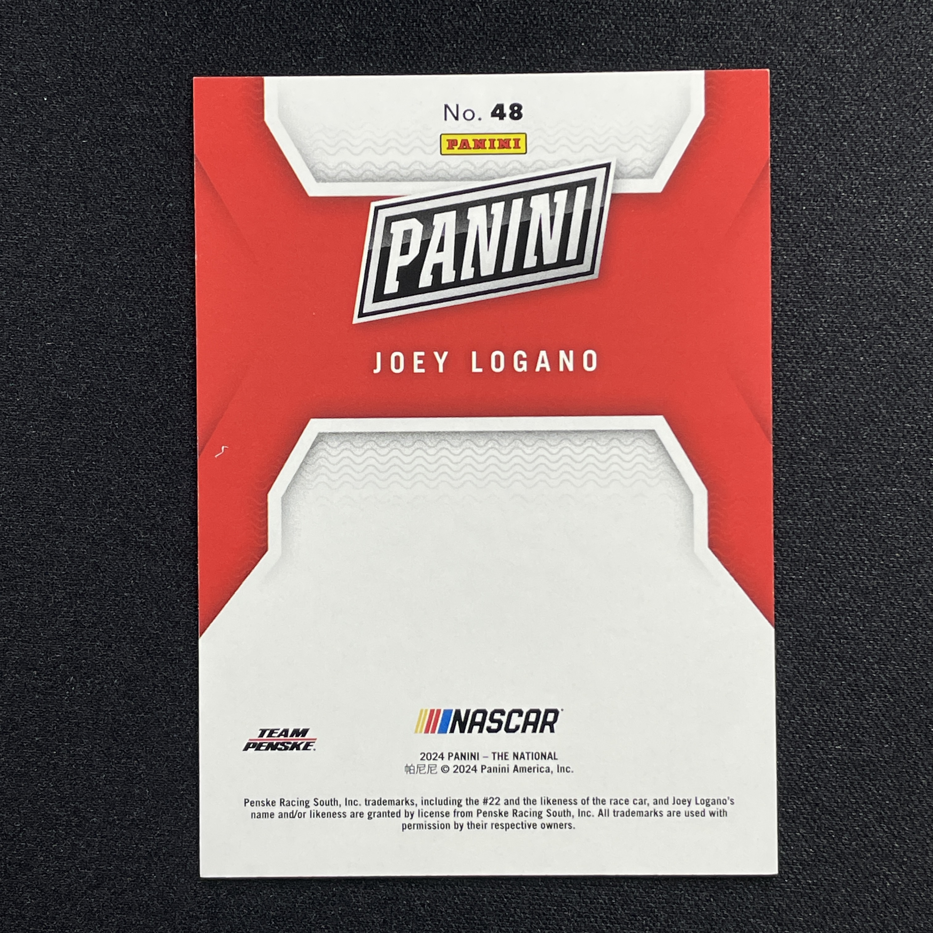 young熊猫 2024 Panini The National 国展包 Joey Logano 乔伊 洛加诺 NASCAR 纳斯卡赛车 02/10编 金折 折射-纪-24