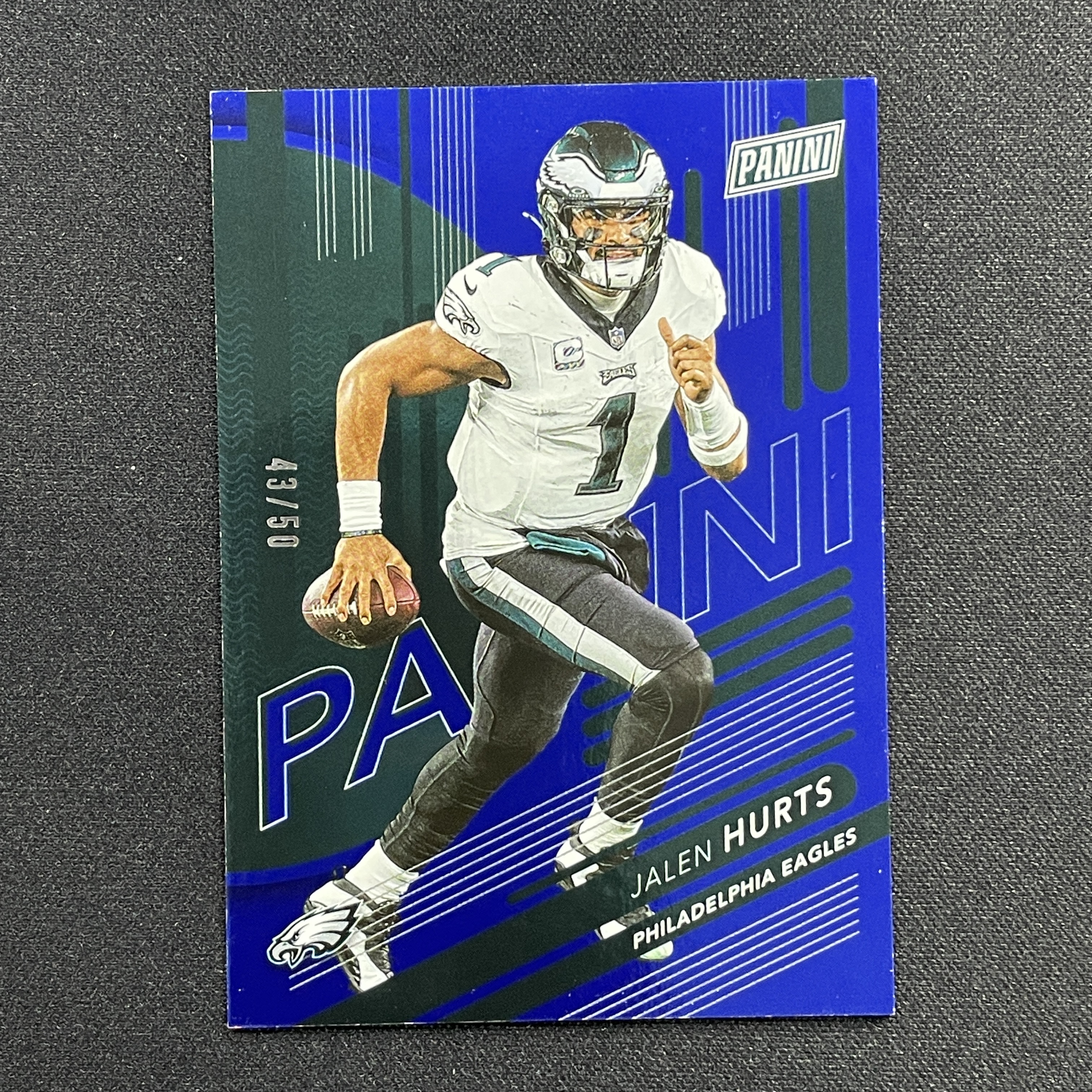 young熊猫 2024 Panini The National 国展包 NFL 橄榄球 Jalen Hurts 杰伦 赫茨 费城老鹰 43/50编 蓝折 折射-纪-24