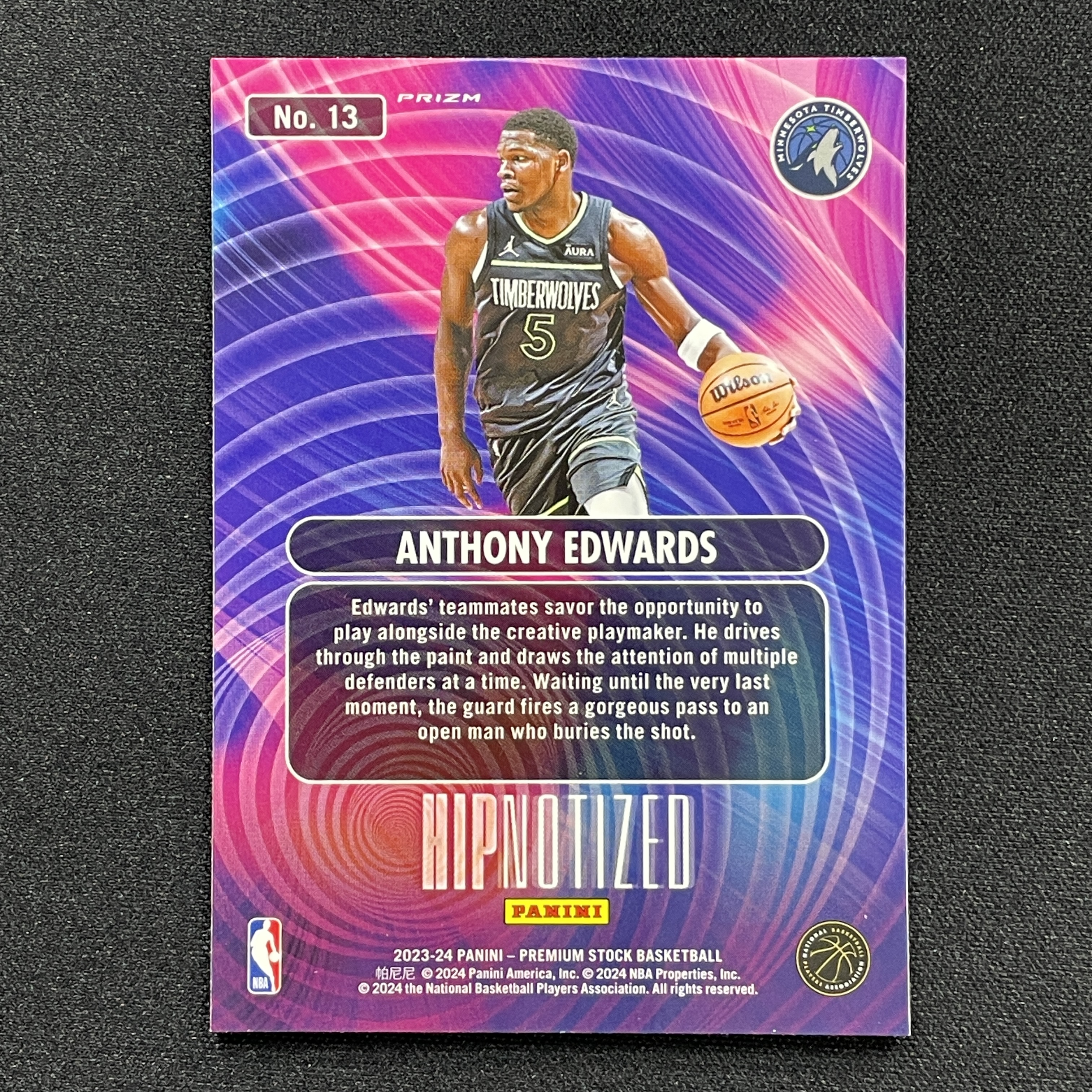 young熊猫 2023-24 Panini NBA Hoops Anthony Edwards Hipnotized 森林狼 安东尼 爱德华兹 华子 圈圈折 折射 base-阳-25