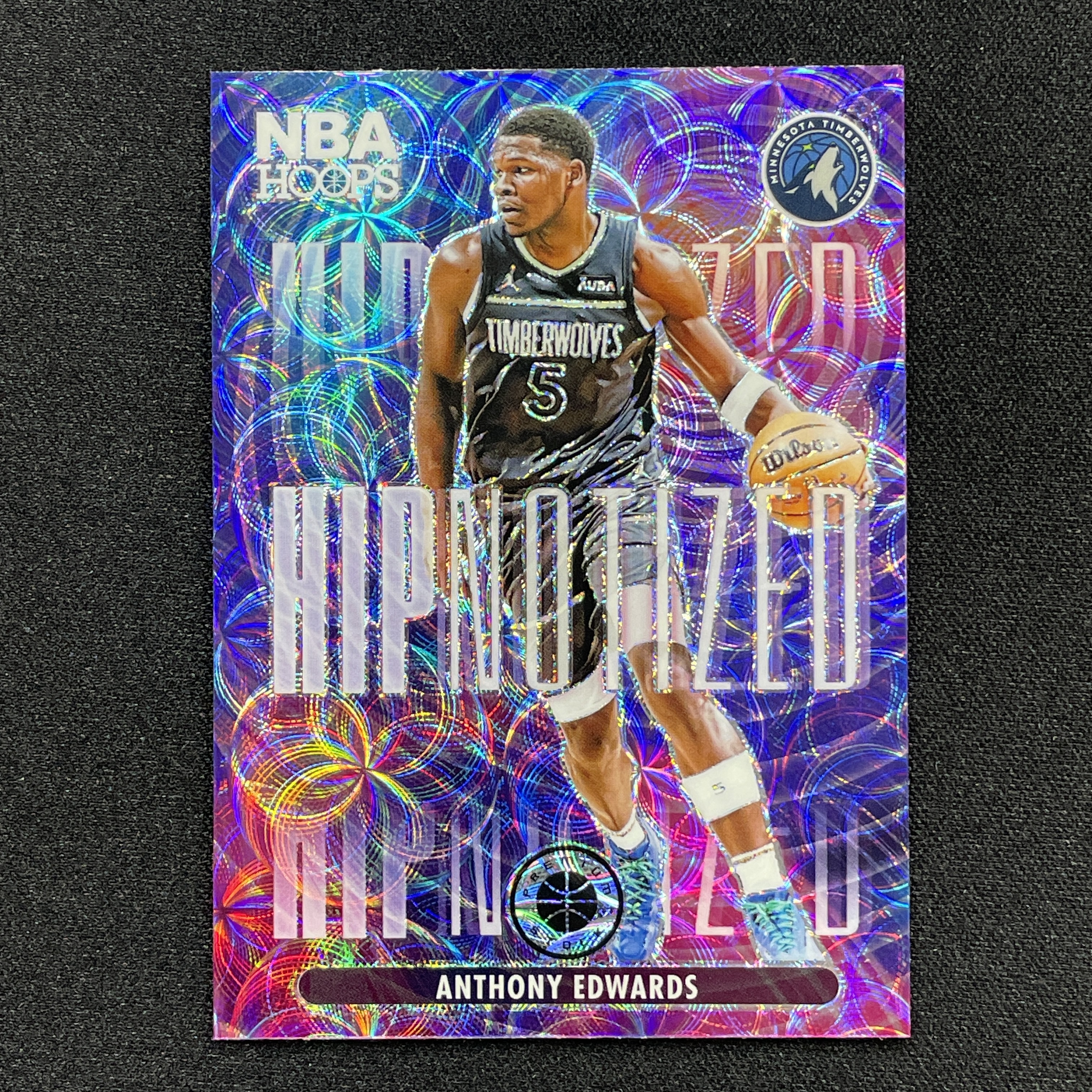 young熊猫 2023-24 Panini NBA Hoops Anthony Edwards Hipnotized 森林狼 安东尼 爱德华兹 华子 圈圈折 折射 base-阳-25