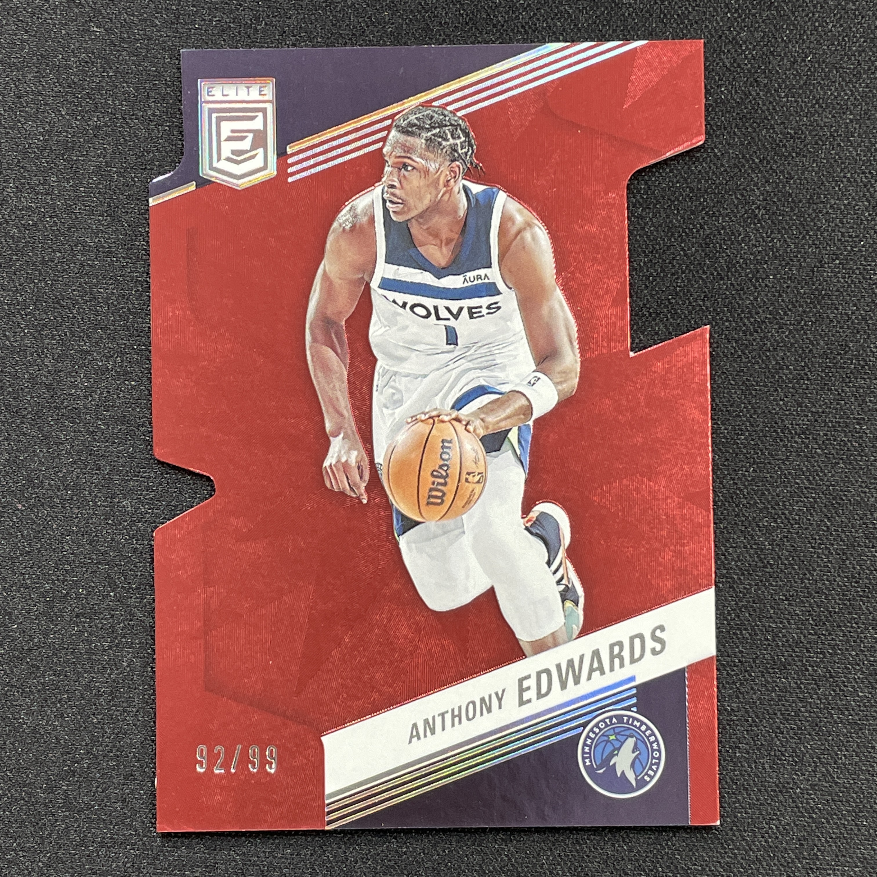 young熊猫 2022-23 Panini Donruss Elite 精英 安东尼·爱德华兹 华子 Anthony Edwards 森林狼 92/99编 红折 折射 异形切割-阳-25