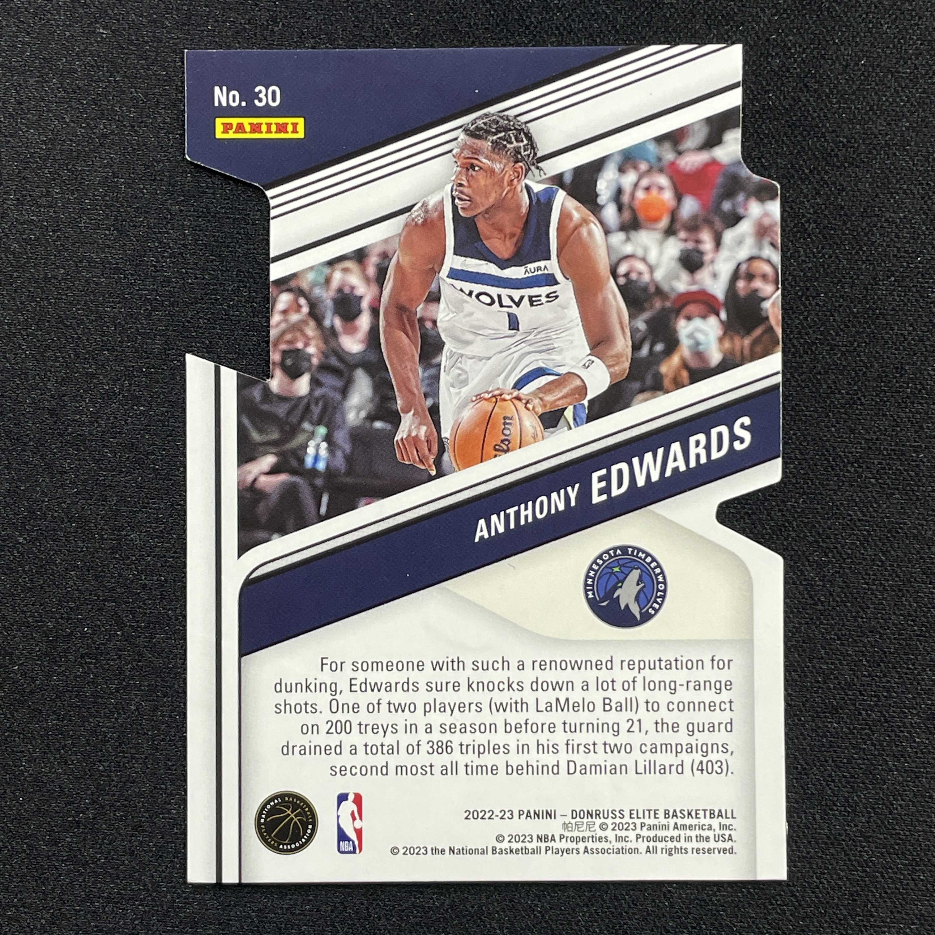 young熊猫 2022-23 Panini Donruss Elite 精英 安东尼·爱德华兹 华子 Anthony Edwards 森林狼 92/99编 红折 折射 异形切割-阳-25