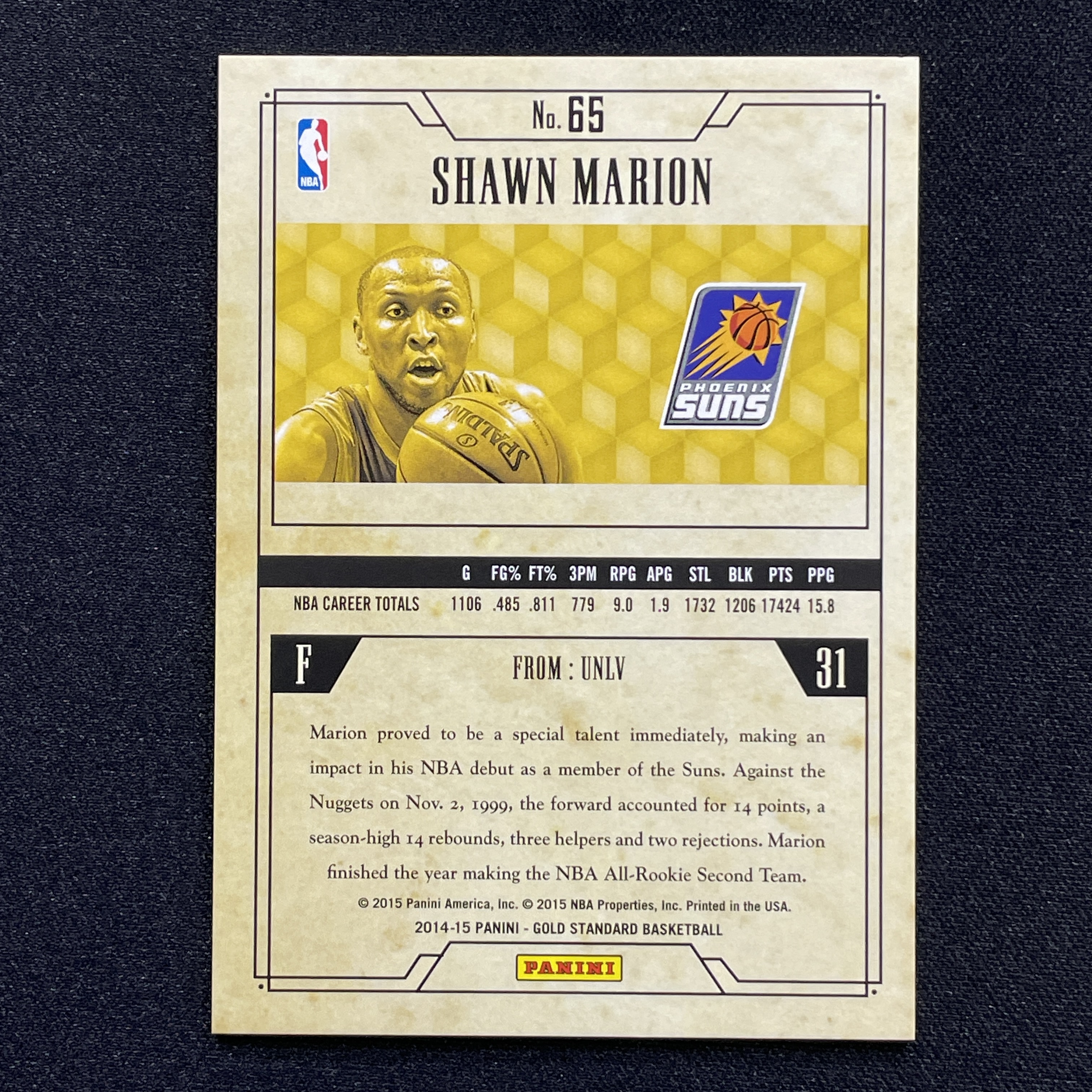 young熊猫 2014-15 Panini Gold Standard 金砖 Shawn Marion 肖恩 马里昂 太阳 048/285编 折射 瑕疵如图-阳-25