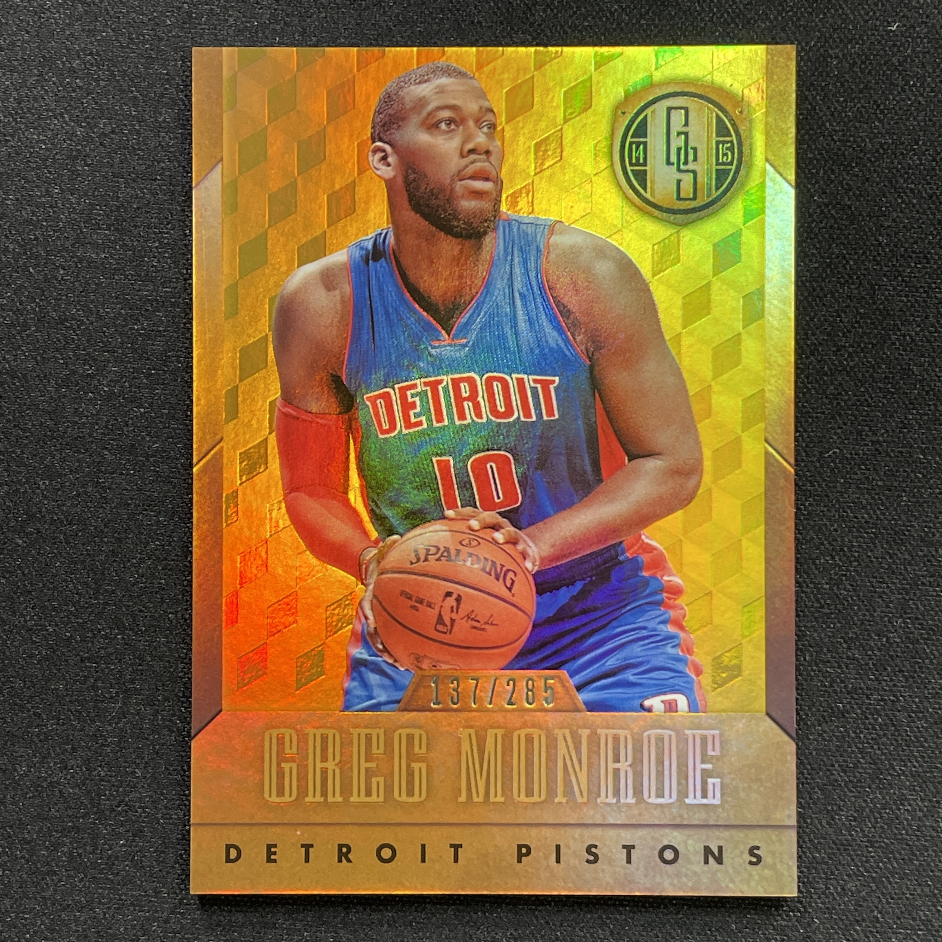 young熊猫 2014-15 Panini Gold Standard 金砖 Greg Monroe 格雷格 门罗 活塞 签字 /285编 折射 瑕疵如图-阳-25