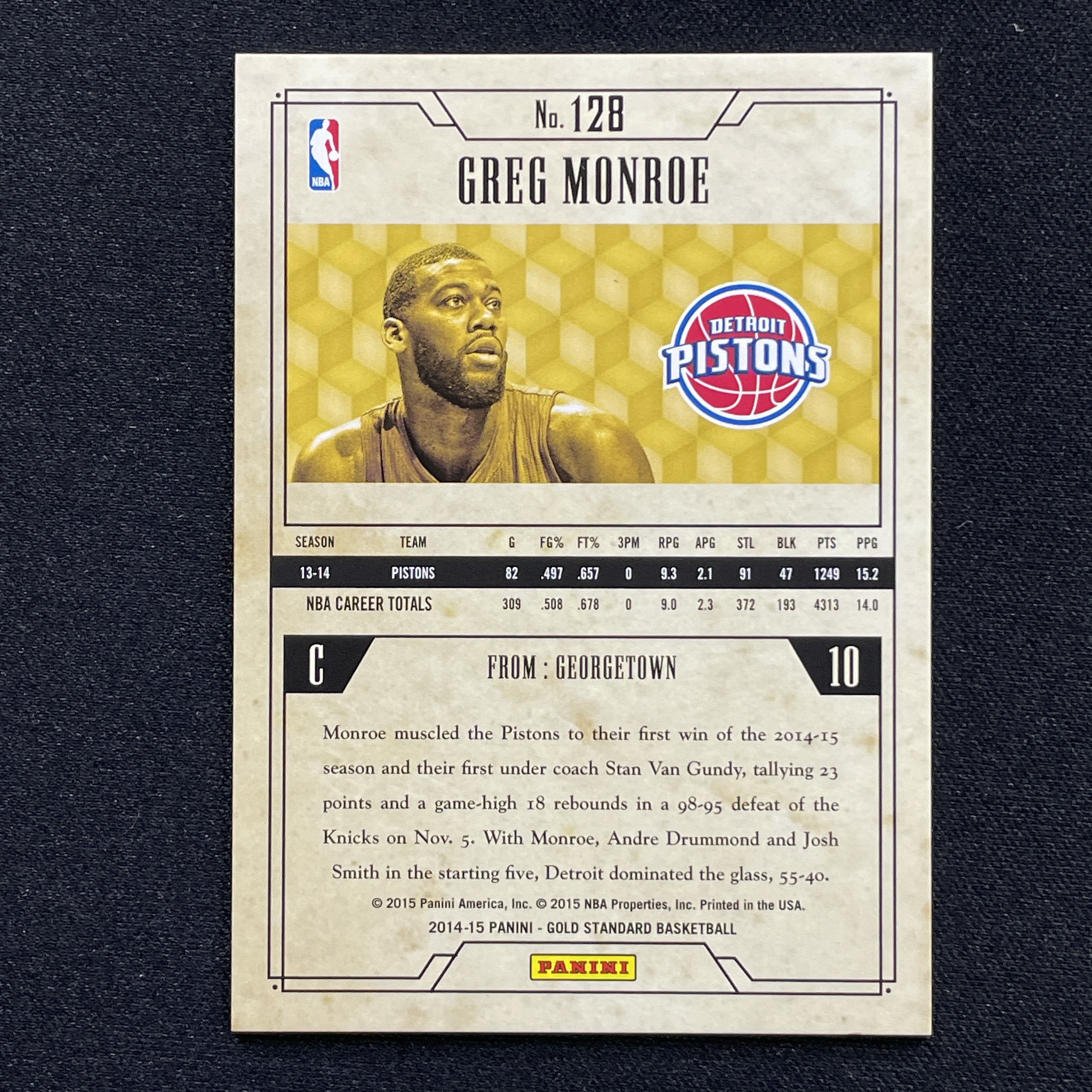 young熊猫 2014-15 Panini Gold Standard 金砖 Greg Monroe 格雷格 门罗 活塞 签字 /285编 折射 瑕疵如图-阳-25