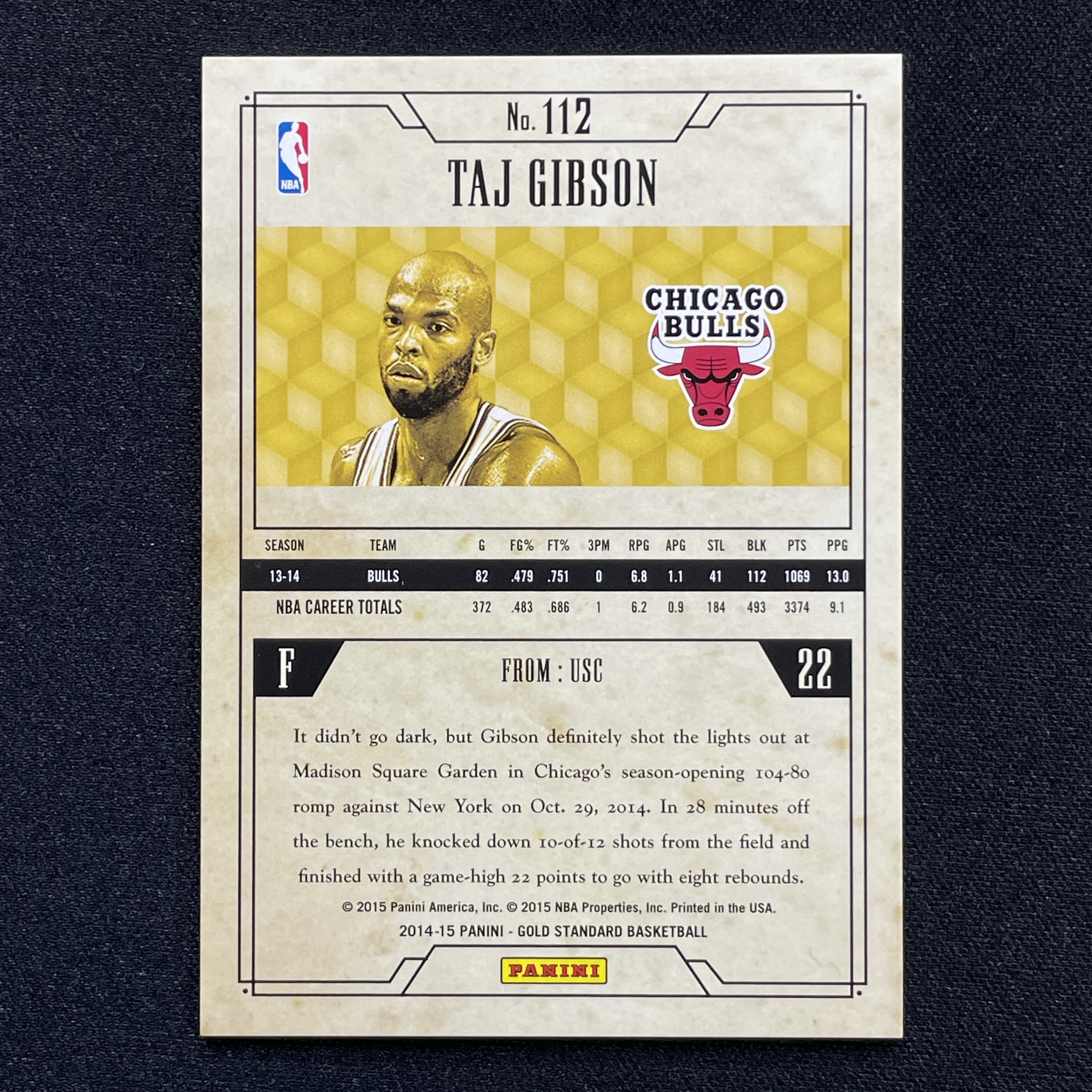 young熊猫 2014-15 Panini Gold Standard 金砖 Taj Gibson 泰吉 吉布森 公牛 /285编 折射-阳-25