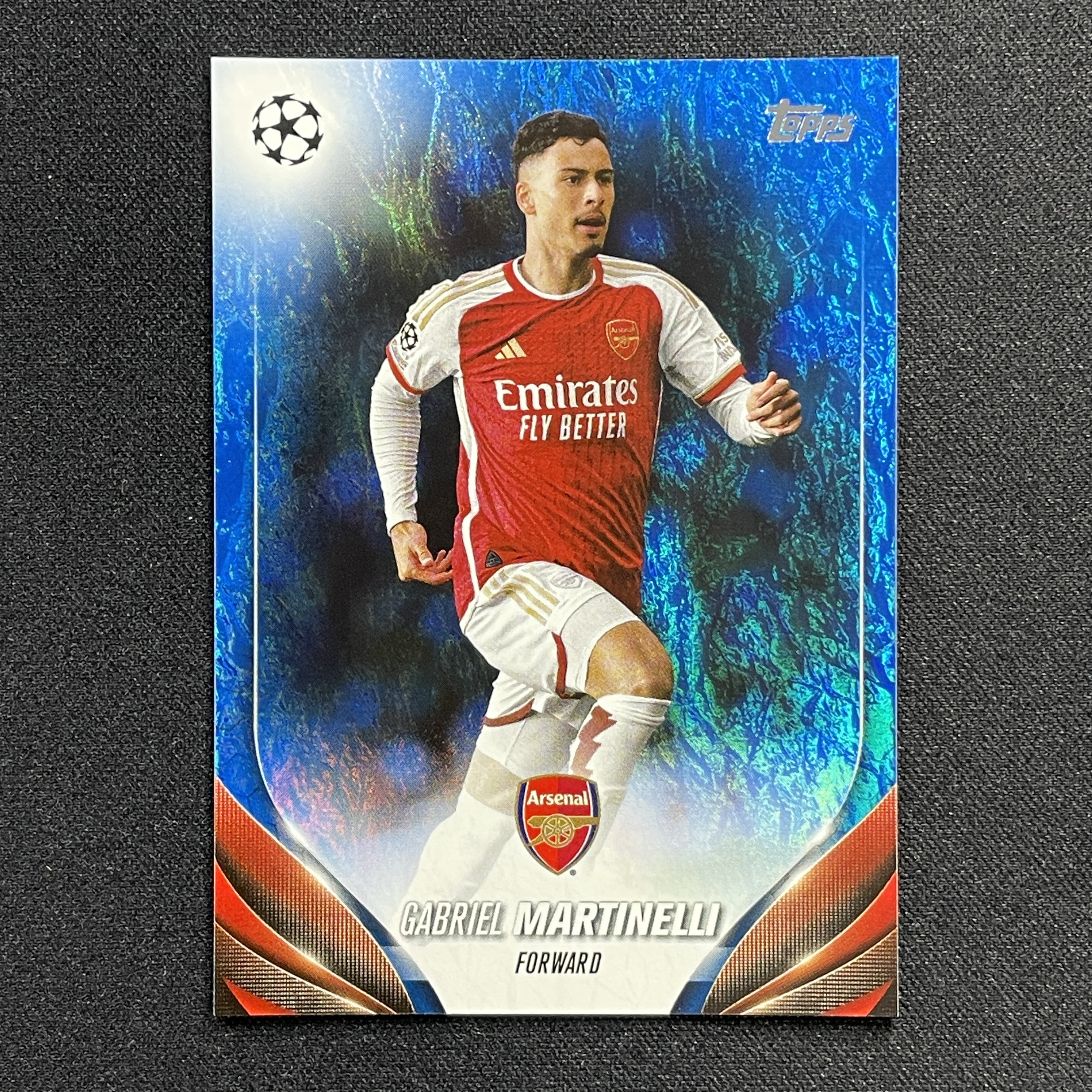 young熊猫 2024 Topps UEFA Champions League 欧冠 Gabriel Martinelli 加布里埃尔 马丁内利 阿森纳 /175编 蓝玉折 折射-阳-25